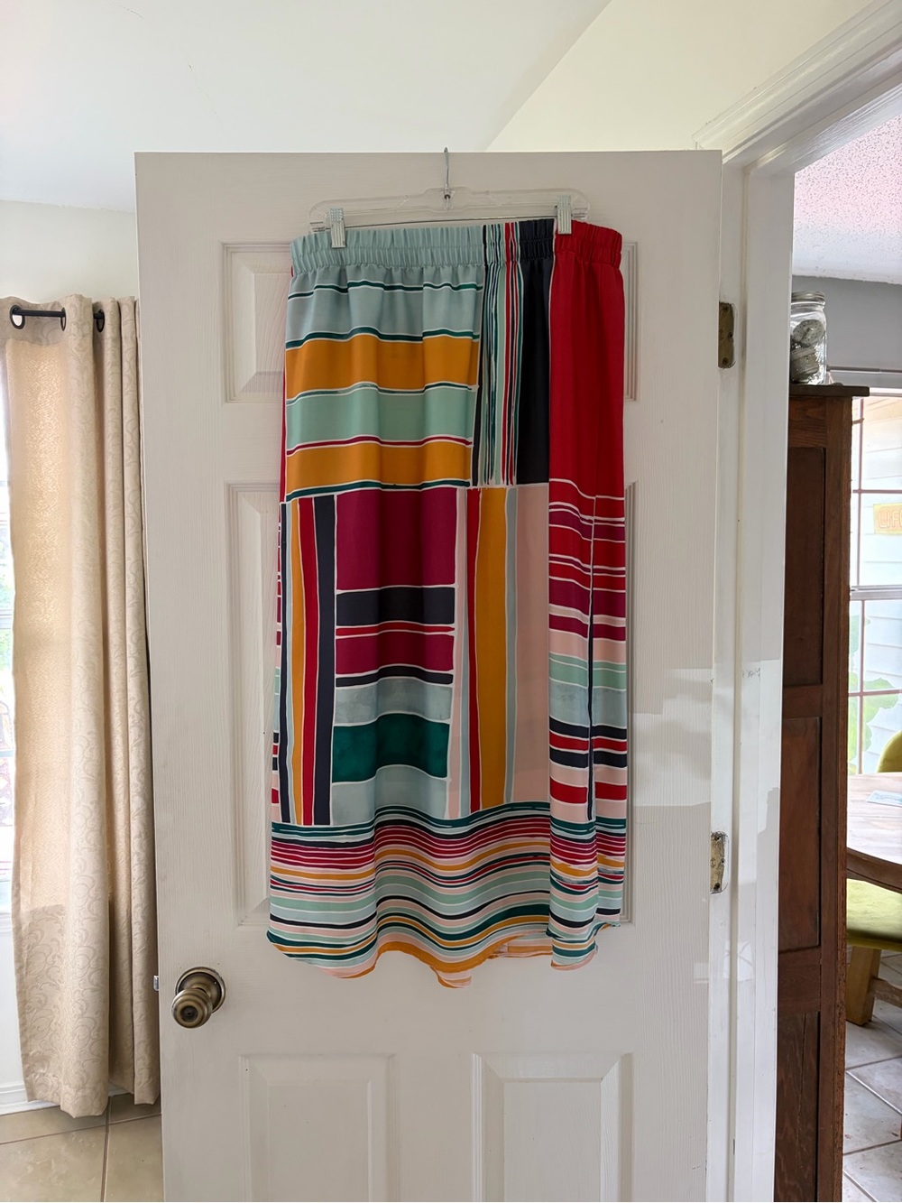 LOFT Multicolor Patchwork Stripe Maxi Skirt